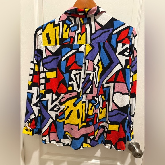 BIG DART Colorful Geometric Print Women's Top blouse - Picture 3 of 12